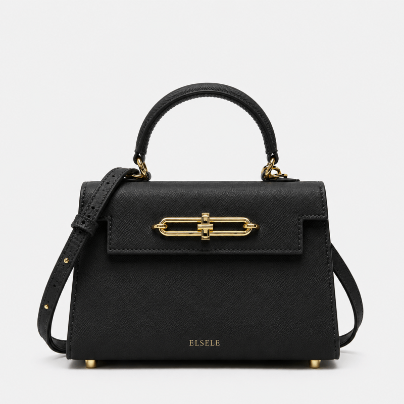 Home Eloria Mini Top Handle Bag in black on a clean background