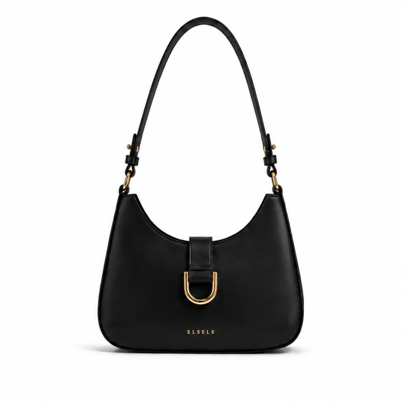 Home lunara black leather shoulder bag.webp