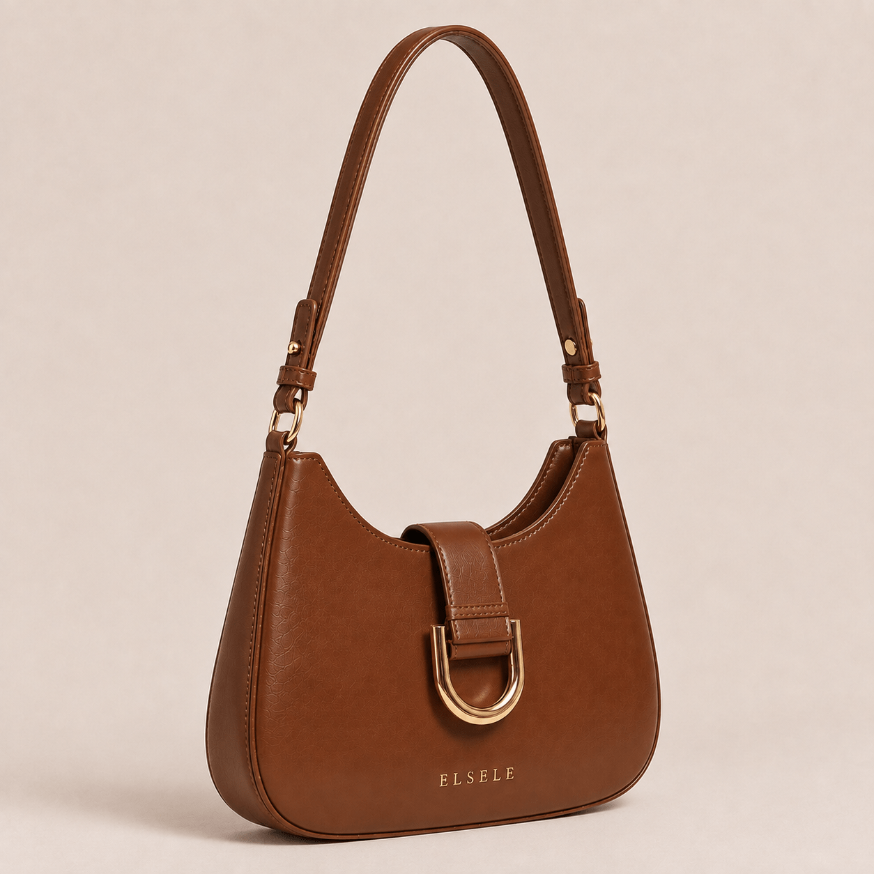 Lunara Brown Leather Shoulder Bag by ELSELE