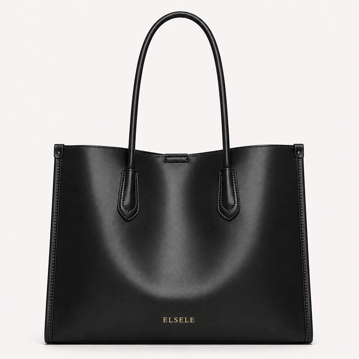 Aveline Black Leather Tote Bag by ELSELE